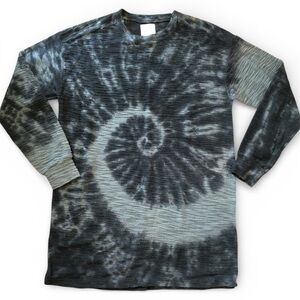 Electric & Rose Black And Gray Spiral Tie-Dye Long Sleeve Shirt Size S